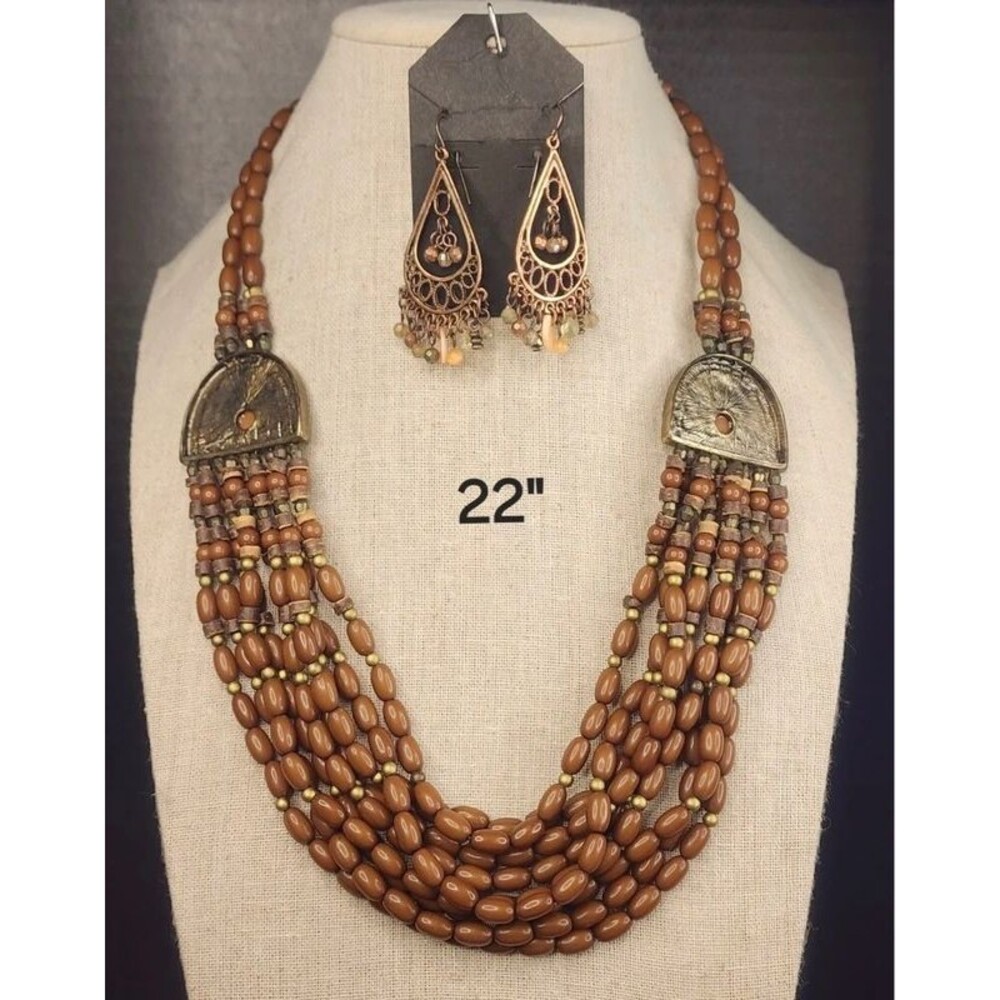 43. Boho-Chic Multi-Strand Beaded Necklace Set